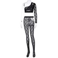 Nouveau Costume Deux Pièces En Dentelle Sexy Transparent Costume Décontracté De Mode Creux Femmes sku image 2