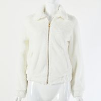 Winter Hot-selling Sexy Blouse Solid Color Fashion Casual Lapel Imitation Cashmere Long-sleeved Zipper Jacket sku image 1