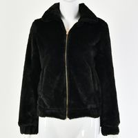 Winter Hot-selling Sexy Blouse Solid Color Fashion Casual Lapel Imitation Cashmere Long-sleeved Zipper Jacket sku image 4