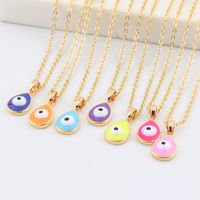 Retro Fashion Water Drop Necklace Personality Simple Drop Oil Eye Copper Jewelry main image 1