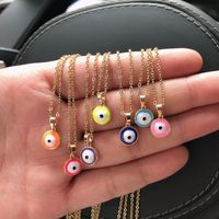 Retro Fashion Water Drop Necklace Personality Simple Drop Oil Eye Copper Jewelry sku image 6