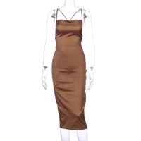 French Sling Fashion Women's Suspender Skirt Lady Satin Dress sku image 10