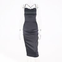 French Sling Fashion Women's Suspender Skirt Lady Satin Dress sku image 6