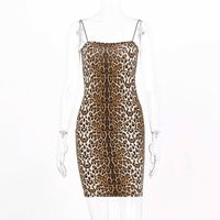 Autumn Women's New Leopard Print Suspender Dress sku image 1