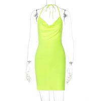 Fashion Split Halter Halter Neck Short Backless Lace-up Dress sku image 7