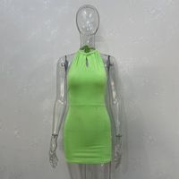 Pencil Skirt Sexy Fashion Commute Round Neck Patchwork Sleeveless Solid Color Above Knee sku image 7