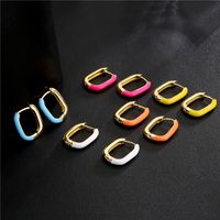 Fashion Atmosphere Color Dripping Square Copper Plated Golden Earrings main image 1