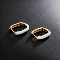 Fashion Atmosphere Color Dripping Square Copper Plated Golden Earrings main image 3