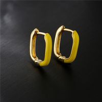 Fashion Atmosphere Color Dripping Square Copper Plated Golden Earrings main image 5