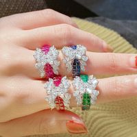 Rainbow Bridge Micro-embellished Emeralds Couple Ring Wholesale main image 1