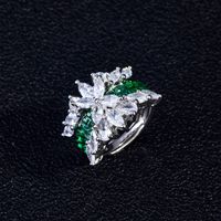 Rainbow Bridge Micro-embellished Emeralds Couple Ring Wholesale main image 5