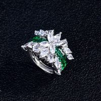 Rainbow Bridge Micro-embellished Emeralds Couple Ring Wholesale main image 6