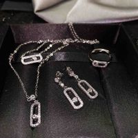 Full Diamond Earrings New Trendy Geometric Necklace Open Ring Pendant main image 1