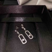 Full Diamond Earrings New Trendy Geometric Necklace Open Ring Pendant main image 3