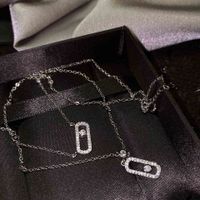 Full Diamond Earrings New Trendy Geometric Necklace Open Ring Pendant main image 5