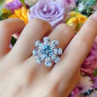 Jewelry Imitation Natural Blue Topaz Necklace Diamond Earrings Ring Pendant main image 3