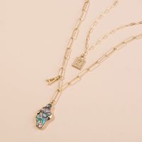 Multi-layer Color Lock Heart Beauty Pendant Trend Shell Necklace main image 4