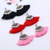 Fan-shaped Color Diamondretro Tassel Bohemian Temperament Earrings main image 6