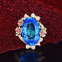 The New 20x30 Large Size Exaggerated Color Treasure Open Ring Wholesale sku image 4