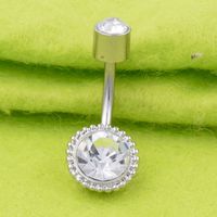 New Diamond Zircon Belly Button Nail Mpiercing Jewelry Cylindrical Belly Button Ring main image 1