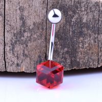 European And American Piercing Jewelry Large Square Zircon Navel Ring Navel Button main image 1