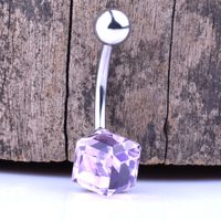 European And American Piercing Jewelry Large Square Zircon Navel Ring Navel Button main image 3