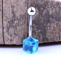 European And American Piercing Jewelry Large Square Zircon Navel Ring Navel Button main image 4