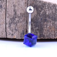 European And American Piercing Jewelry Large Square Zircon Navel Ring Navel Button main image 5