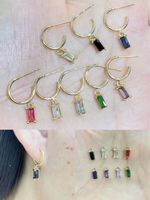 Rectangular Zircon Earrings Geometric Simple Color Ear Buckle Wholesale main image 3