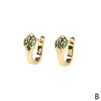 Green Zircon Snake Earrings Trendy Temperament Copper Plated Earrings main image 6