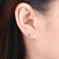 Romantic Sweet Dating Zircon Love Exquisite Small Copper Earrings main image 3