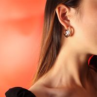 Fashion Simple Geometric C-shaped Earrings Titanium Steel  Earrings main image 5