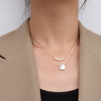 Barocke Unregelmäßige Perlen Schlüsselbein Kette Titan Stahl Halskette main image 1