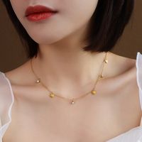 Simple Clavicle Peach Heart Pendant Diamond Titanium Steel Necklace main image 5
