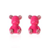Lovely Copper-plated Diamond-studded Bear Personality Earrings main image 3