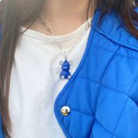 European And American Simple Thick Chain Bear Pendant Single Layer Necklace Wholesale main image 3