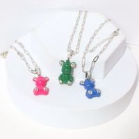 European And American Simple Thick Chain Bear Pendant Single Layer Necklace Wholesale main image 4