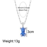 European And American Simple Thick Chain Bear Pendant Single Layer Necklace Wholesale main image 6
