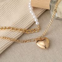 Creative Heart-shape Necklace Personality Double-layer Alloy Necklace main image 3