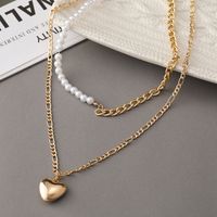 Creative Heart-shape Necklace Personality Double-layer Alloy Necklace main image 5