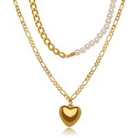 Creative Heart-shape Necklace Personality Double-layer Alloy Necklace main image 6