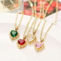 Fashion Heart-shaped Crystal Zircon Single-layer Multi-color Alloy Necklace main image 1