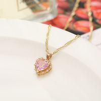 Fashion Heart-shaped Crystal Zircon Single-layer Multi-color Alloy Necklace main image 3
