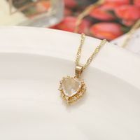 Fashion Heart-shaped Crystal Zircon Single-layer Multi-color Alloy Necklace main image 4