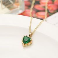 Fashion Heart-shaped Crystal Zircon Single-layer Multi-color Alloy Necklace main image 5