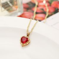 Fashion Heart-shaped Crystal Zircon Single-layer Multi-color Alloy Necklace main image 6