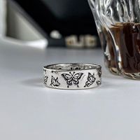 Vintage Engraving Dating Couple Ladies Magic Butterfly Ring main image 5
