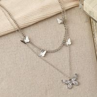 Fashion Jewelry Retro Multi-layer Butterfly Pendant Double-layer Necklace main image 3