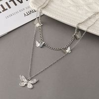 Fashion Jewelry Retro Multi-layer Butterfly Pendant Double-layer Necklace main image 5