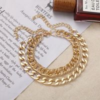 Personality Thick Chain Anklet Fashion Simple Gold Double Layer Exaggerated Bracelet main image 1